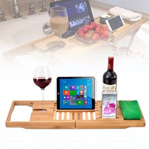 Bamboo Bathtub Caddy Tray with Extending Sides