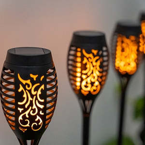 Solar Flaming Tiki Lamp - Set of 4