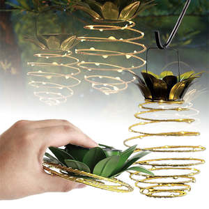 Home Living Home Decor Lighting Lamps: Outdoor Solar Hanging Pineapple Lanterns - 2 Pack