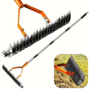 Diy Garden Pet Diy Automotive Hand Tools: Adjustable Garden Rake 19 Tine Metal Thatching Rake with 4 Section Stainless Steel Pole
