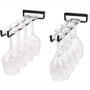 Home Living: Wall Mounted Wine Glass Rack- 4 Pack