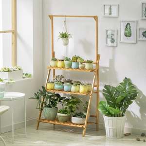Home Living: 3-Layer Wood Plant Shelves