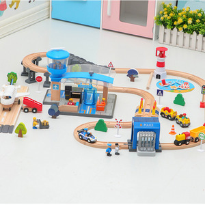 Wooden Train Tracks & Trains Construction Toy Airport