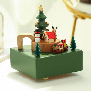 Musical Box With Moving Train Xmas Tree