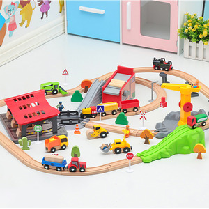 Wooden Train Tracks & Trains Construction Railway