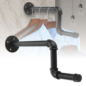 Home Living: Wall Mounted Industrial Pipe Clothes Rack