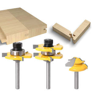 30: Tongue and Groove Router Bit Set 1/4'' Shank T-type Woodwork Milling Cutter 3pcs