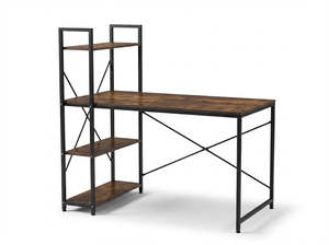 Office Furniture Computer Desks: Industrial Computer Desk with Storage Shelves