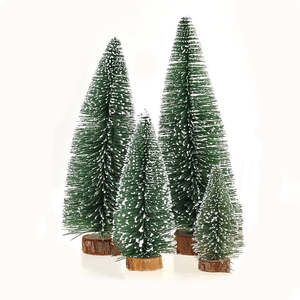 4-Pack Mini Christmas Trees with Wooden Base