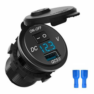 30: 12V/24V QC 3.0 USB Fast Charger Socket Outlet On&Off Switch For Car Motorcycle
