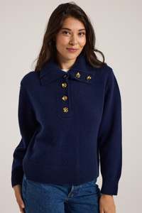 Frontpage: Sailor Collar Georgie Sweater - Navy Basalt