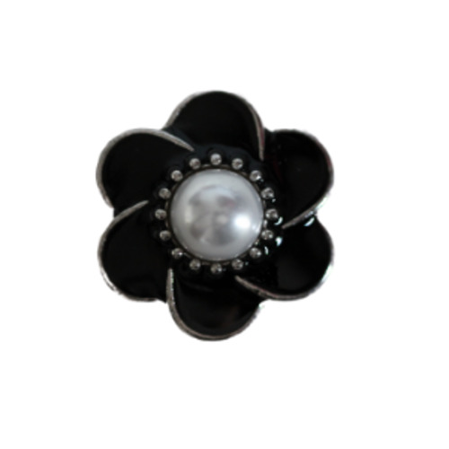 20 mm Elegant Black Flower Snap