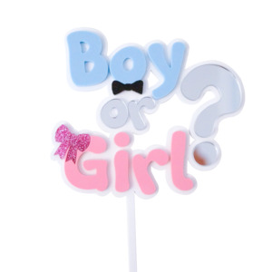 Personalised Party Supplies: “Boy or Girl?” Gender Reveal Pre-Made Cake Topper