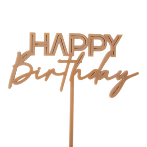 “Happy Birthday” Outline Pre-Made Cake Topper