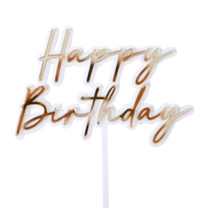 “Happy Birthday” Cursive Acrylic Cake Topper
