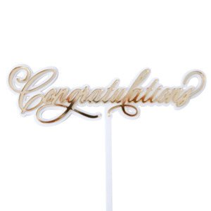 Personalised Party Supplies: “Congratulations” Cursive Pre-Made Cake Topper