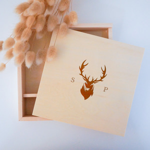 Stag Design Wedding Photo + USB Drive Keepsake Box