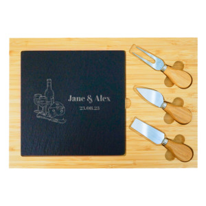 Home Decor: Cheese & Wine Couple’s Slate & Bamboo Cheese Board