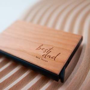 Fathers Day Gift Boxes: “Best Dad” Wooden Card Holder / Wallet