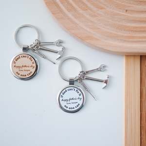 Fathers Day Gift Boxes: “If Dad Can’t Fix It” Keychain with Tools Charms