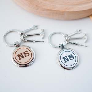 Fathers Day Gift Boxes: “Initials” Keychain with Tools Charms