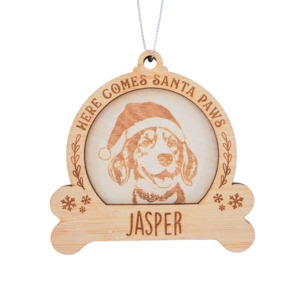 Santa Paws Engraved Portrait Bauble
