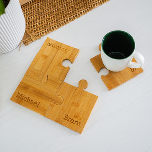 Family Bamboo Puzzle Coaster Set