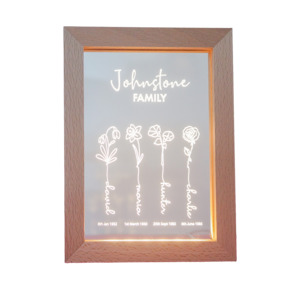 Home: Birth Month Flowers Frame Night Light
