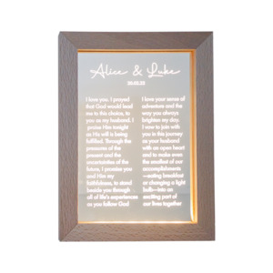 Wedding Vows Frame Night Light