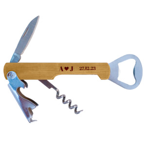 Couple’s Initials with Wedding Date Bamboo Wine Waiters Knife