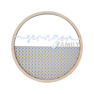 Gifts For New Parents: Round Rattan Family Name Sign