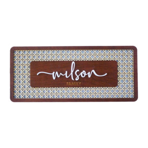 Rectangle Rattan Family Name Sign