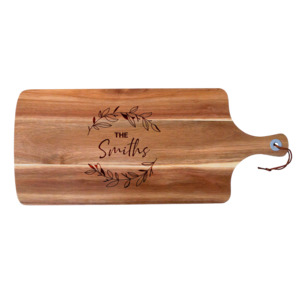 Family Wreath Acacia Serving Board