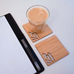 Custom Logo Cut-out Bamboo Coasters (Set of 4)