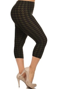 Luscious Capri: Luscious Olive Houndstooth Capri