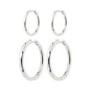 Jewellery: Pilgrim - Eve Hoop Earrings 2 n 1 Set - Silver Plated