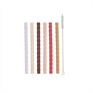 OYOY - Mellow Silicone Straw 6P - Cherry Red/Vanilla