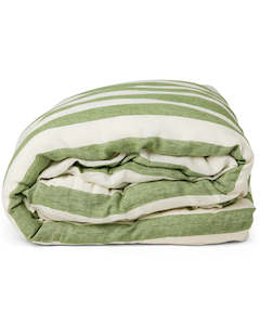 Home: KIP & CO - Moss Stripe - Linen Quilt Cover King