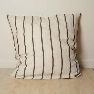 Home Lab - French Flax Linen Euro Pillowcase - Cocoa Stripe
