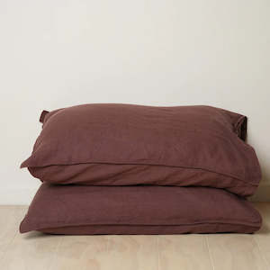 Home Lab - French Flax Linen Pillowcase Pair - Cocoa