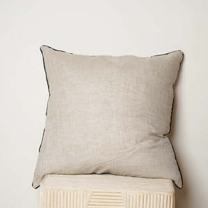 Home Lab - French Flax Linen Piped Cushion - Natural Oat