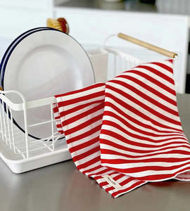 Kitchenware: Father Rabbit - Tea Towel - French Nautical Red Stripe