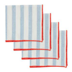 Kitchenware: Luna S/4 Cotton Napkins- Sky/Red