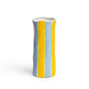 Noss & Co - Small Vase - Cornflower Blue & Yellow Stripe