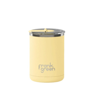 Lifestyle: Frank Green - 12oz Coffee Cup with Hinged Lid - Buttermilk