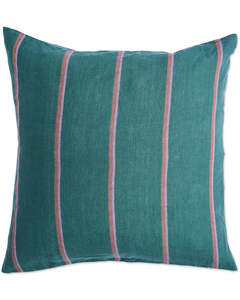 Home: KIP & CO - Wakame Crush Stripe - Linen Euro Pillowcases 2P Std Set