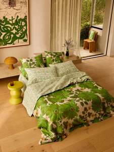 Bonnie & Neil - Marigold Leaf Linen Quilt Cover - Super King