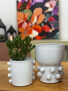 Terracotta Ball Planter 26cm - White