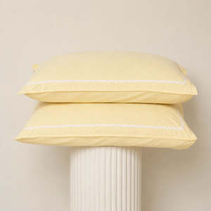 Home Lab - Bonnie Pillowcase Pair - Butter White Trim