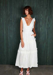 Mackenzie Mode: Linen Ruffle Dress - White